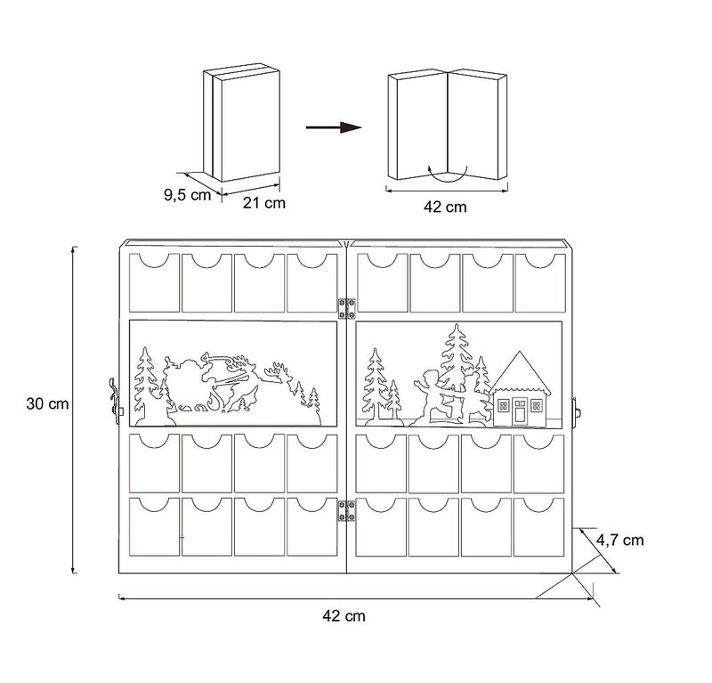 joulukalenteri avattava valoilla